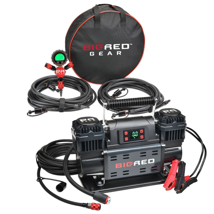 Big Red Gear 12v Portable Air Compressor QUAD-FLATE Kit