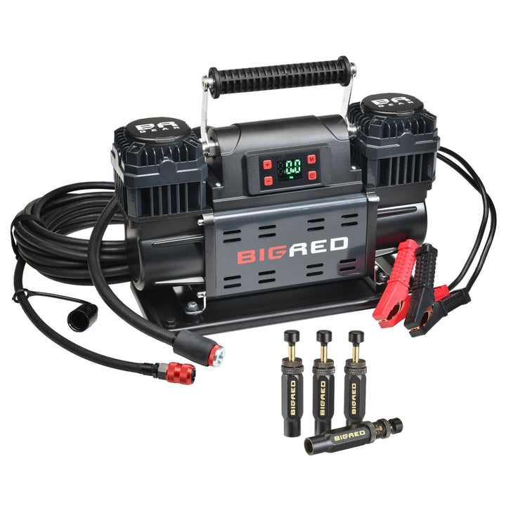 Big Red Gear 12v Portable Air Compressor + Tyre Deflator Kit